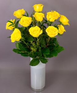 Yellow Rose bouquet with vase
